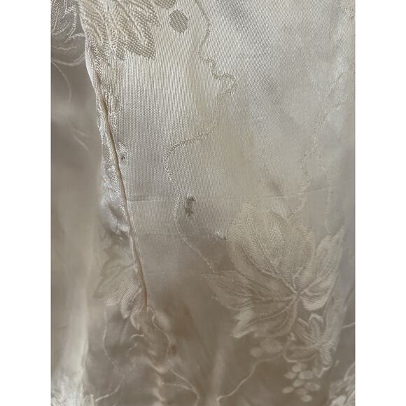 Vtg 50s Chinese Satin Embroidered Lounge Set Jacket & Pants Floral Frog Button - Picture 14 of 16